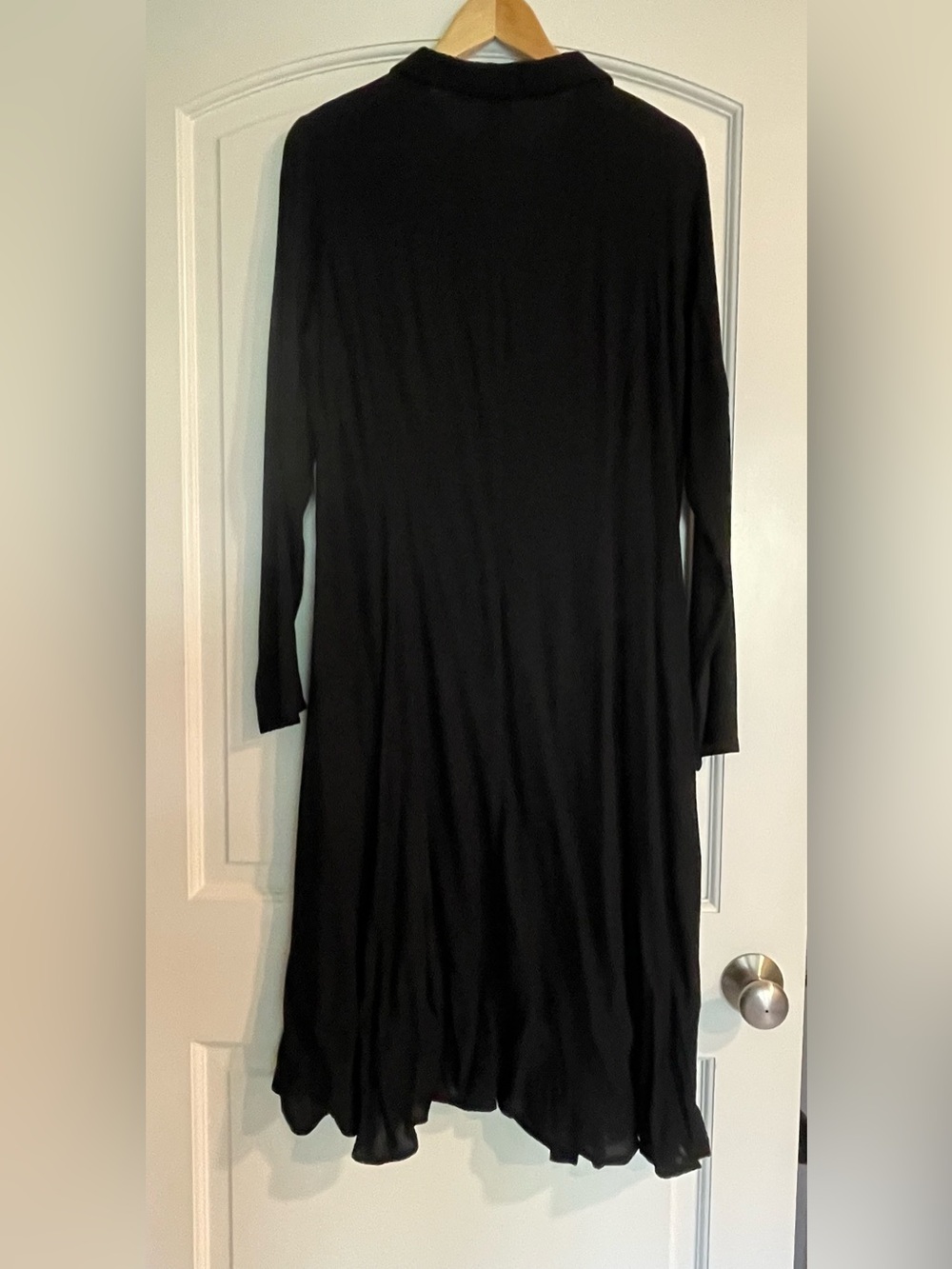 Elemente Clemente Black Solid Shirt Dress Collared Button Long Sleeve Midi S - Picture 3 of 6